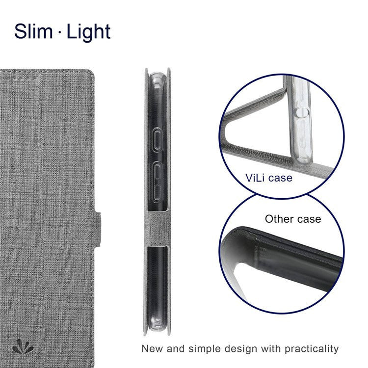 VILI K Series Stand Wallet Phone Cover for Google Pixel 7 5G, Double Magnetic Clasp PU Leather Shockproof Case - Grey