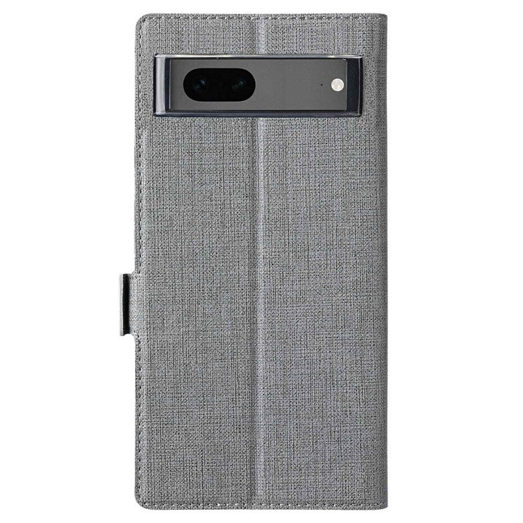 VILI K Series Stand Wallet Phone Cover for Google Pixel 7 5G, Double Magnetic Clasp PU Leather Shockproof Case - Grey