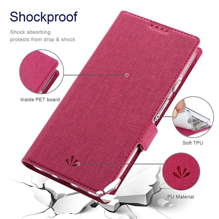 VILI K Series Stand Wallet Phone Cover for Google Pixel 7 5G, Double Magnetic Clasp PU Leather Shockproof Case - Rose