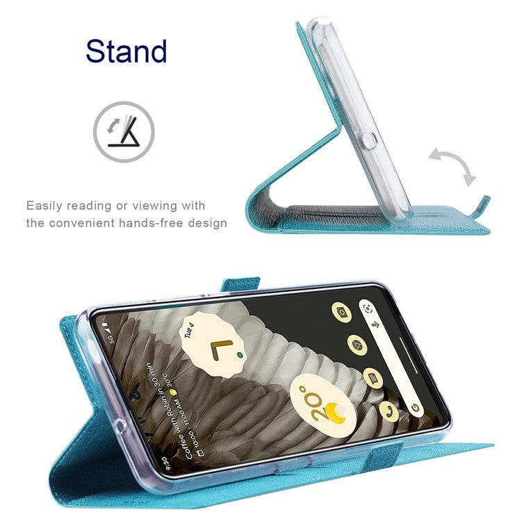 VILI K Series PU Leather Stand Case for Google Pixel 7 Pro 5G, Double Magnetic Clasp Full Protection Phone Wallet Cover - Blue