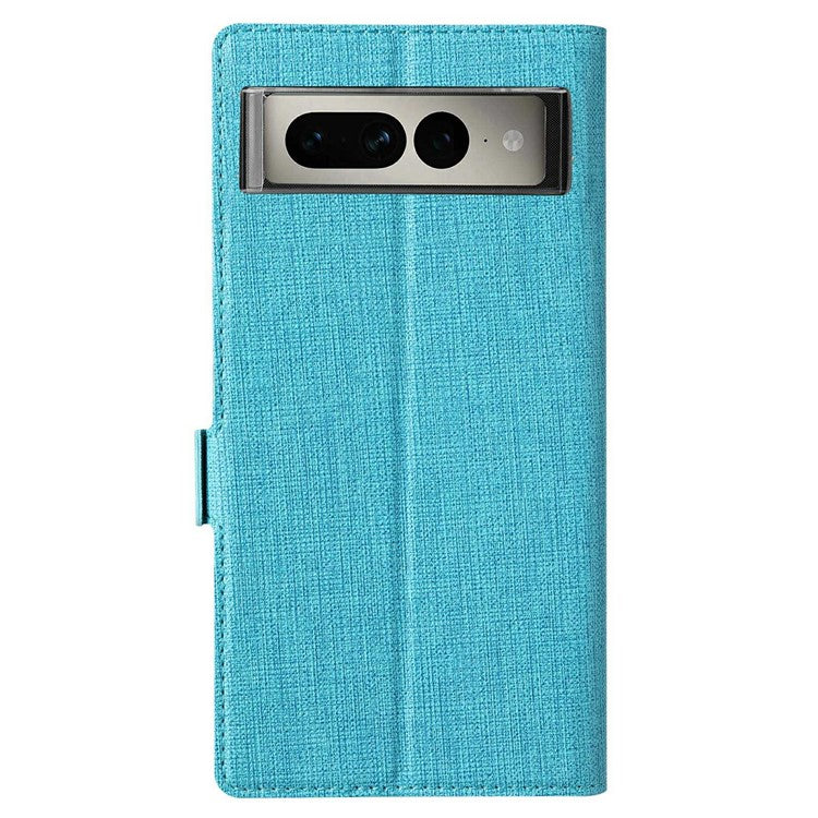 VILI K Series PU Leather Stand Case for Google Pixel 7 Pro 5G, Double Magnetic Clasp Full Protection Phone Wallet Cover - Blue