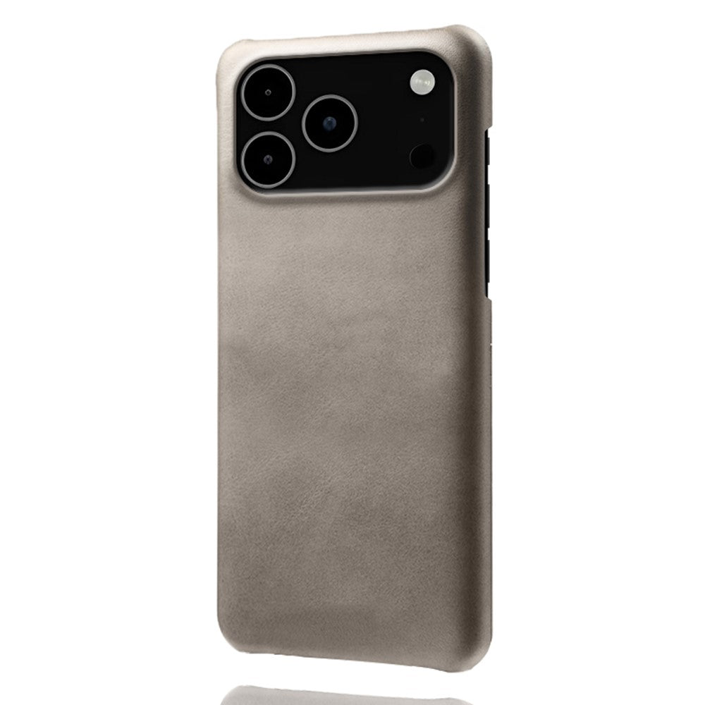 For iPhone 17 Pro Max Case Calf Texture PU Leather Hard PC Protective Phone Cover - Grey