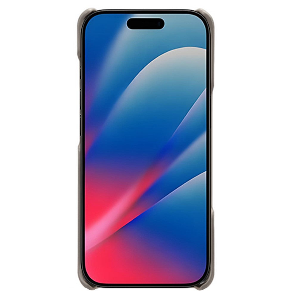 For iPhone 17 Pro Max Case Calf Texture PU Leather Hard PC Protective Phone Cover - Grey