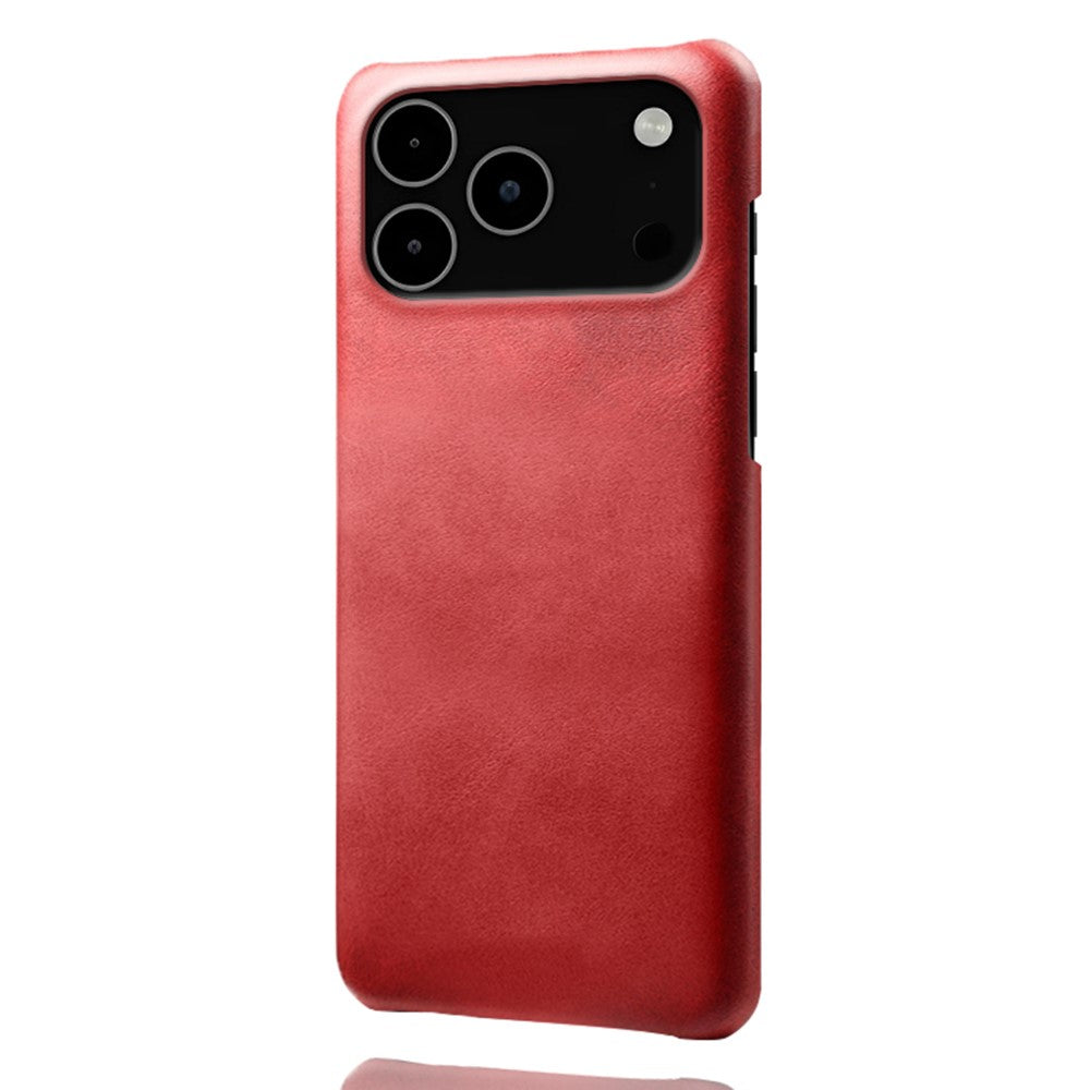 For iPhone 17 Pro Max Case Calf Texture PU Leather Hard PC Protective Phone Cover - Red