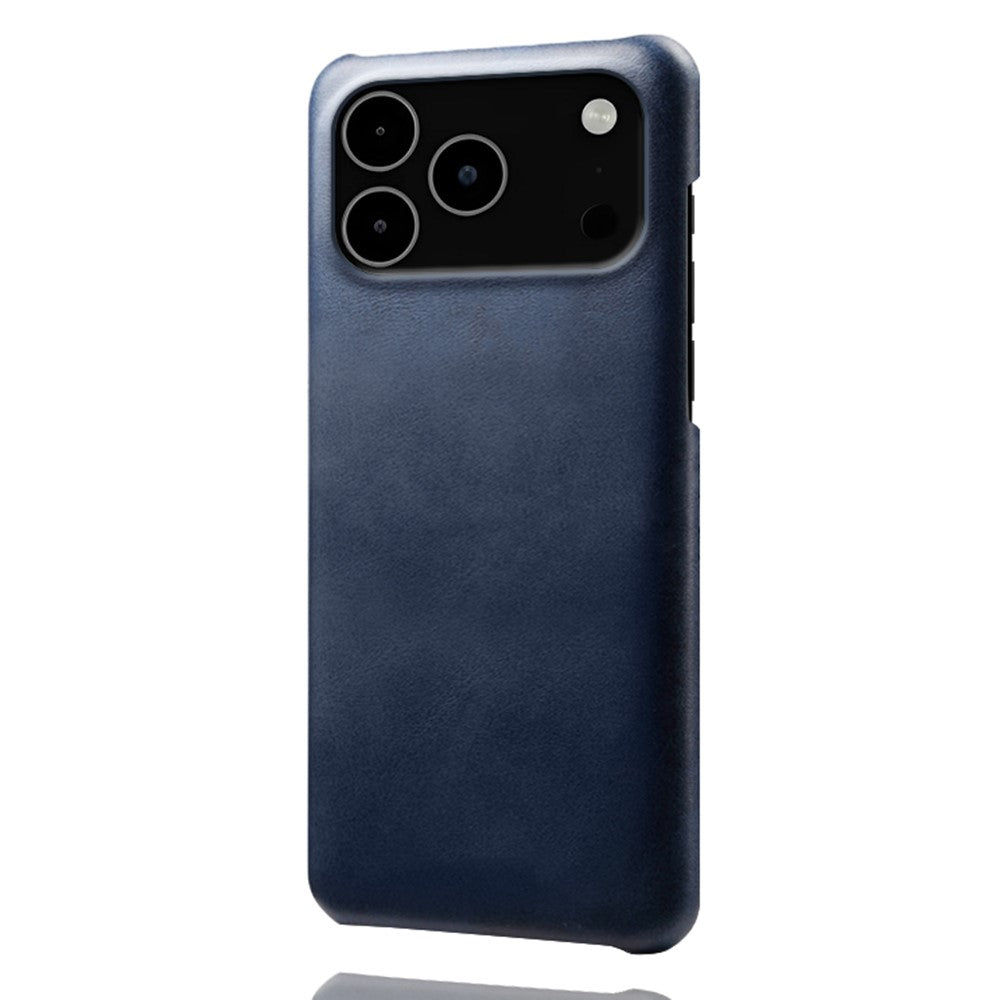 For iPhone 17 Pro Max Case Calf Texture PU Leather Hard PC Protective Phone Cover - Blue