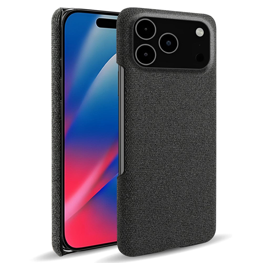 For iPhone 17 Pro Max Phone Case Cloth Texture Anti-Scratch Protective PC Back Cover - Black