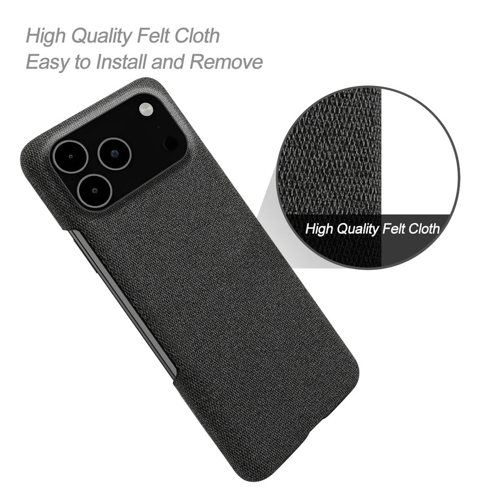For iPhone 17 Pro Max Phone Case Cloth Texture Anti-Scratch Protective PC Back Cover - Black