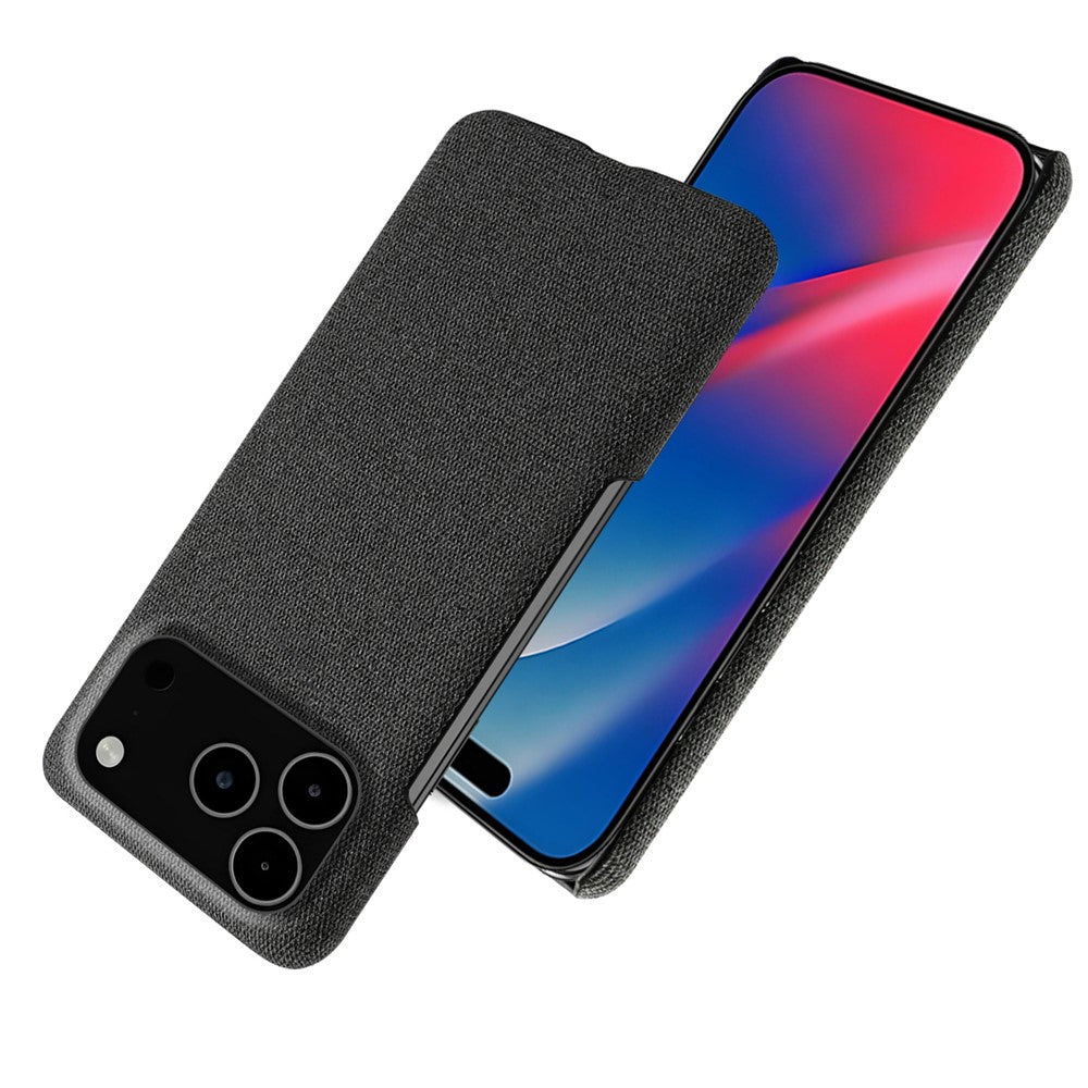 For iPhone 17 Pro Max Phone Case Cloth Texture Anti-Scratch Protective PC Back Cover - Black