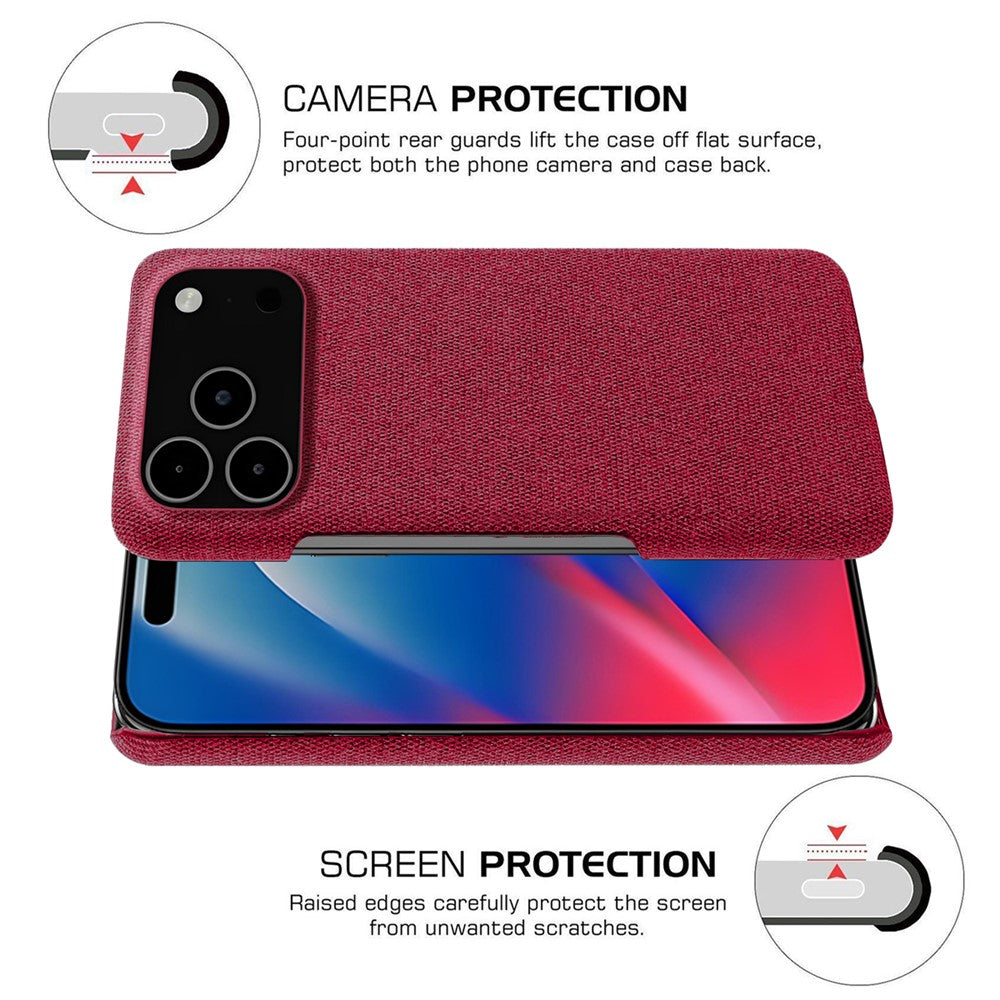 For iPhone 17 Pro Max Phone Case Cloth Texture Anti-Scratch Protective PC Back Cover - Red