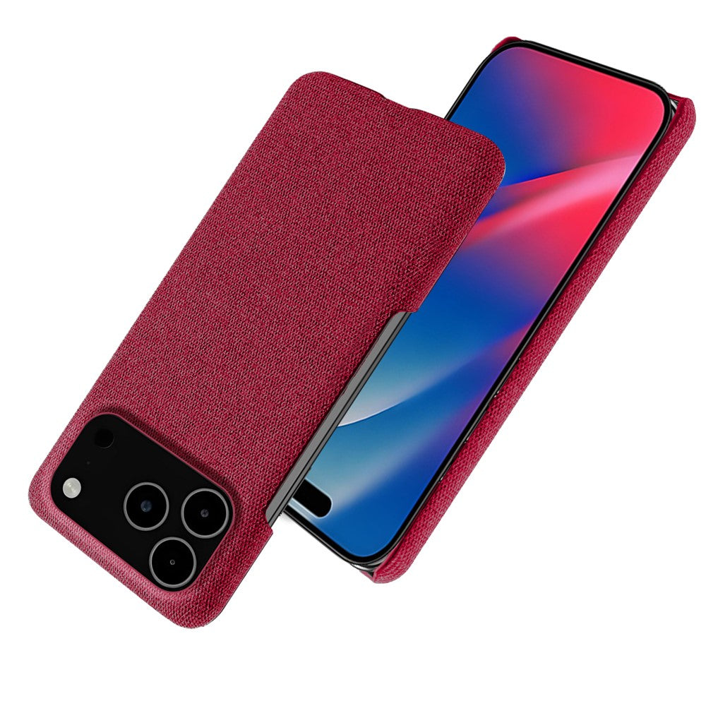 For iPhone 17 Pro Max Phone Case Cloth Texture Anti-Scratch Protective PC Back Cover - Red
