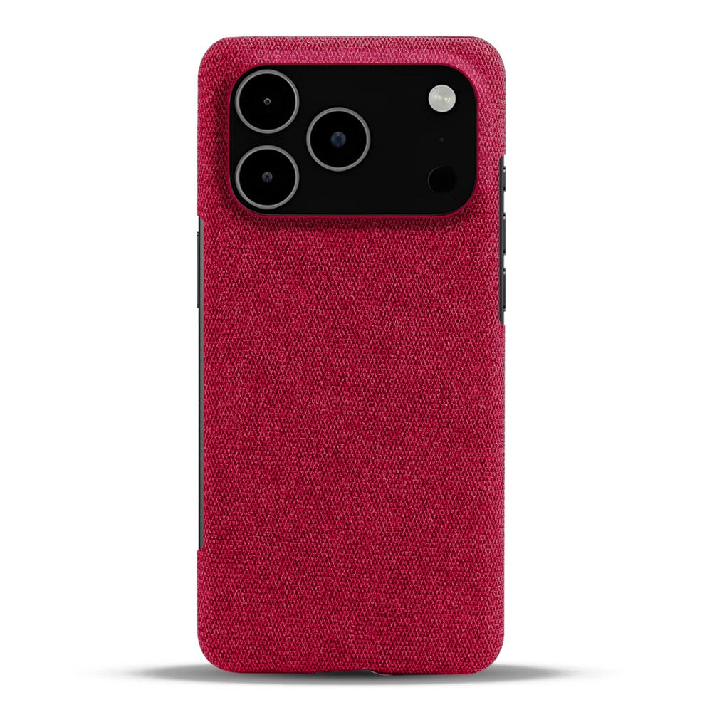For iPhone 17 Pro Max Phone Case Cloth Texture Anti-Scratch Protective PC Back Cover - Red