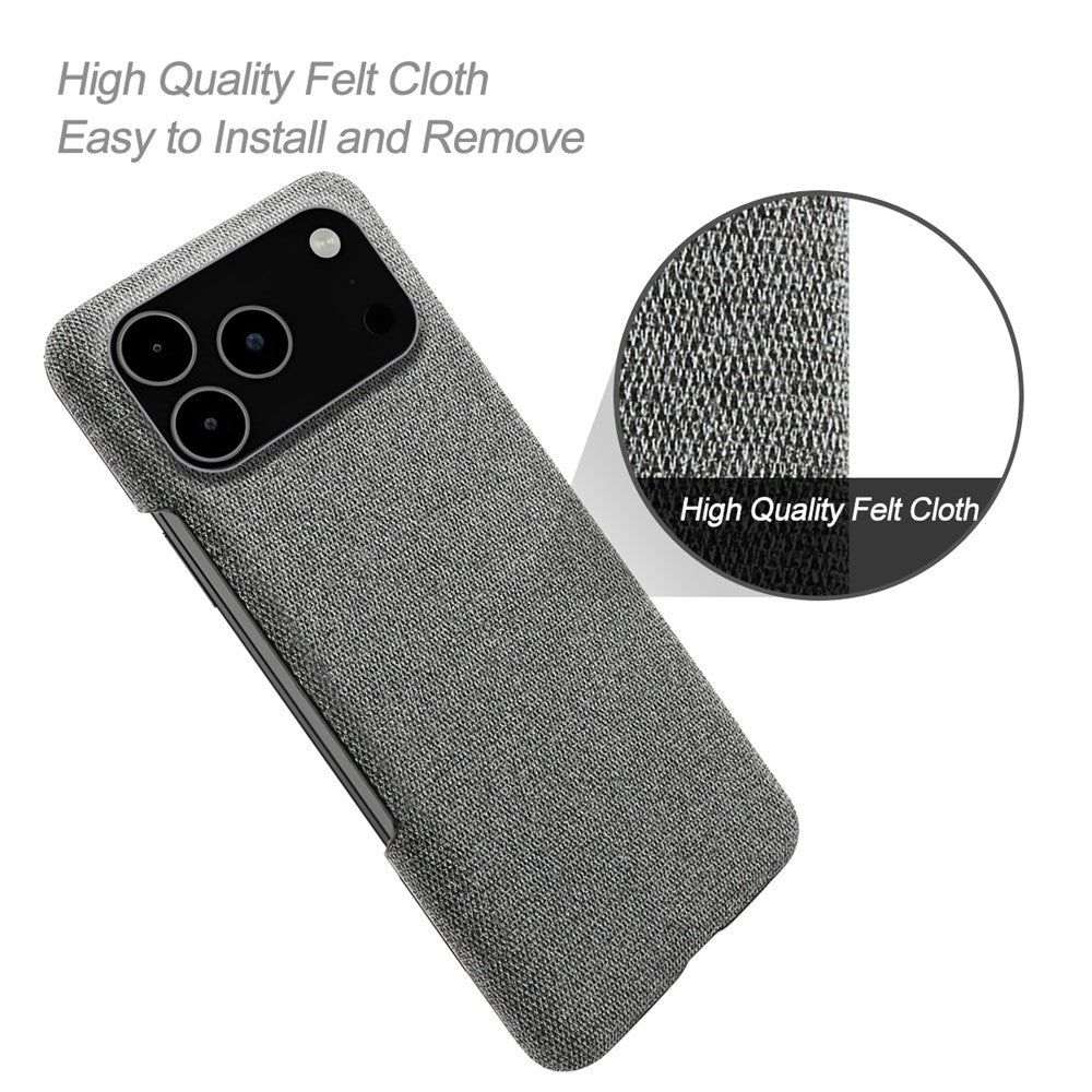 For iPhone 17 Pro Max Phone Case Cloth Texture Anti-Scratch Protective PC Back Cover - Grey