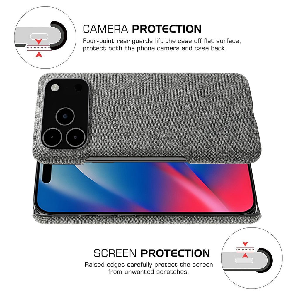 For iPhone 17 Pro Max Phone Case Cloth Texture Anti-Scratch Protective PC Back Cover - Grey