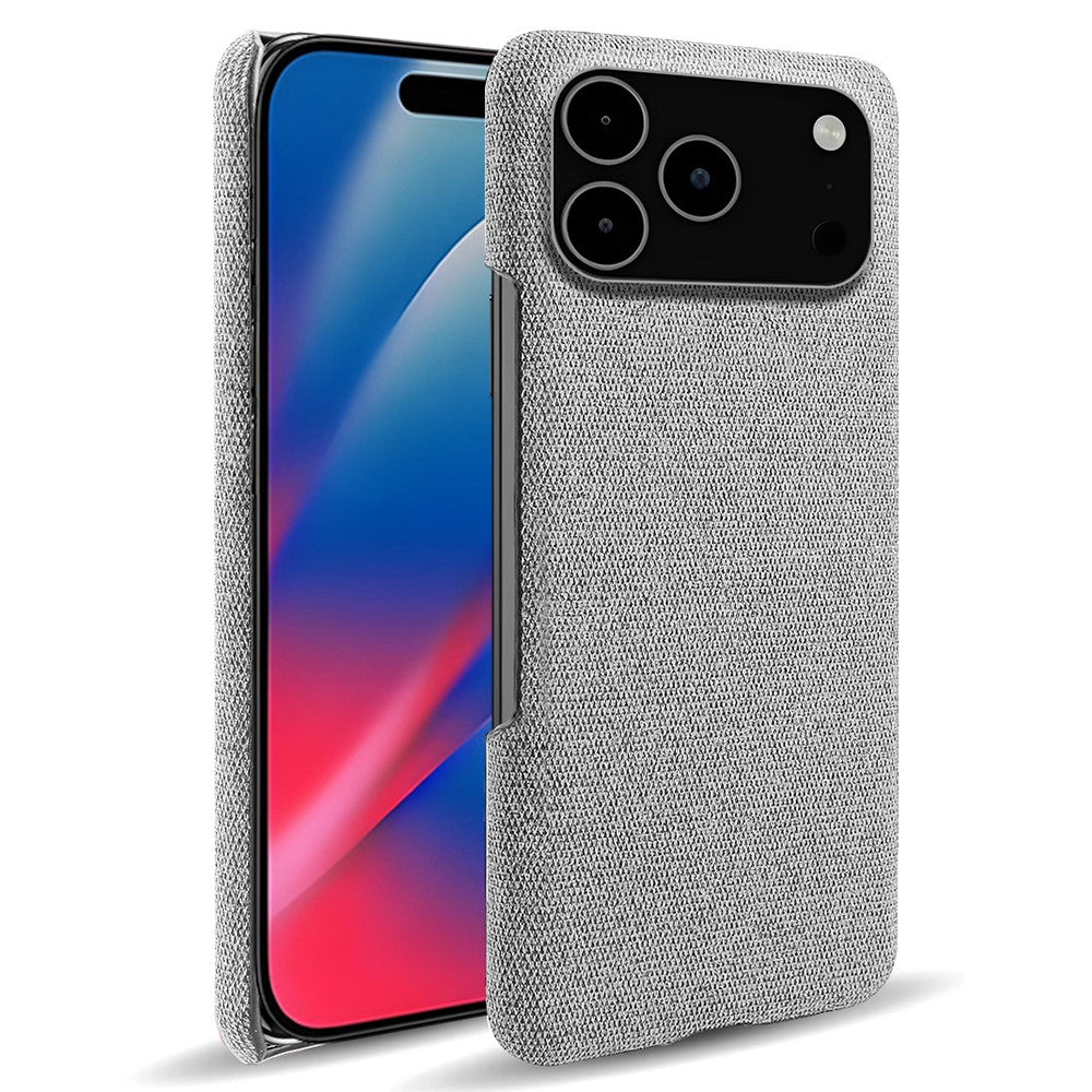 For iPhone 17 Pro Max Phone Case Cloth Texture Anti-Scratch Protective PC Back Cover - Light Grey