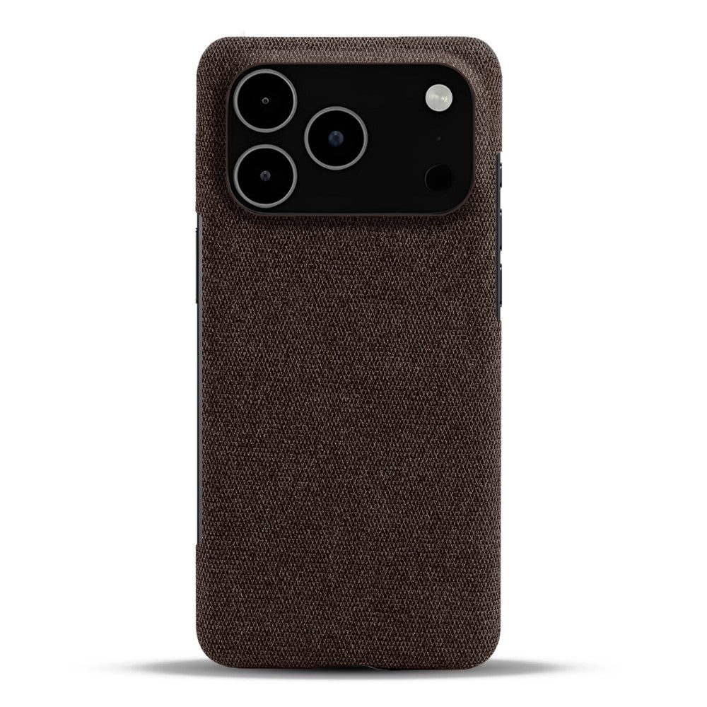 For iPhone 17 Pro Max Phone Case Cloth Texture Anti-Scratch Protective PC Back Cover - Brown