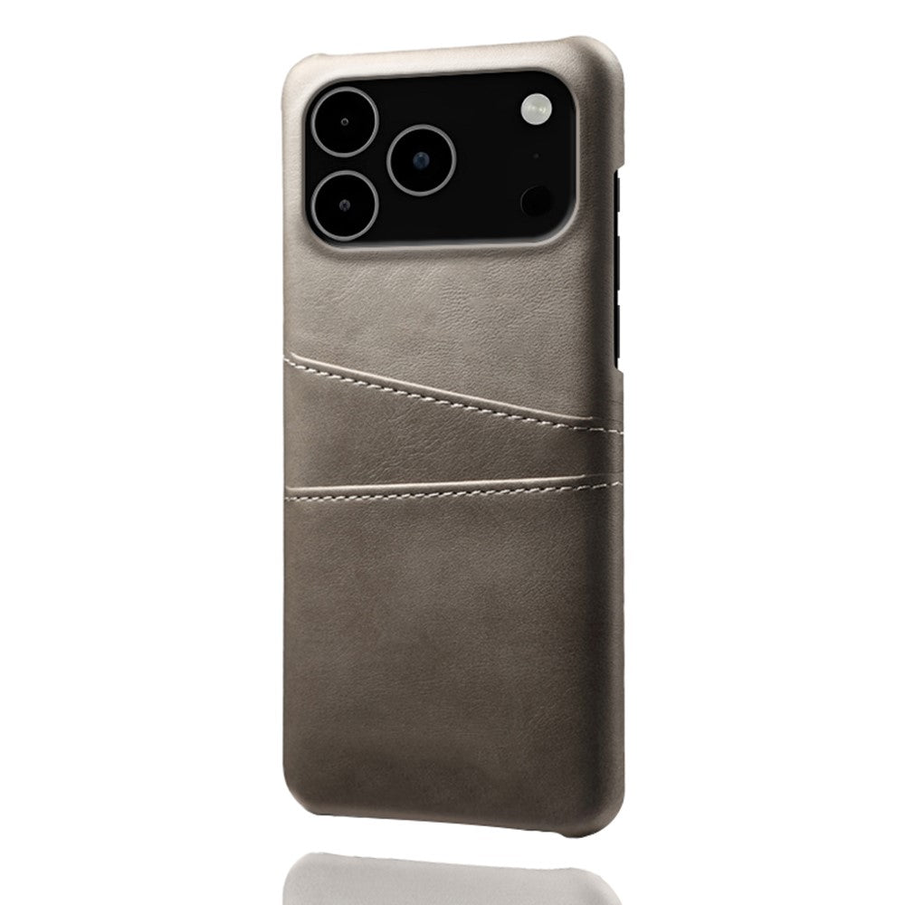 For iPhone 17 Pro Max Case Dual Card Slots PU Leather + Hard PC Phone Cover - Grey