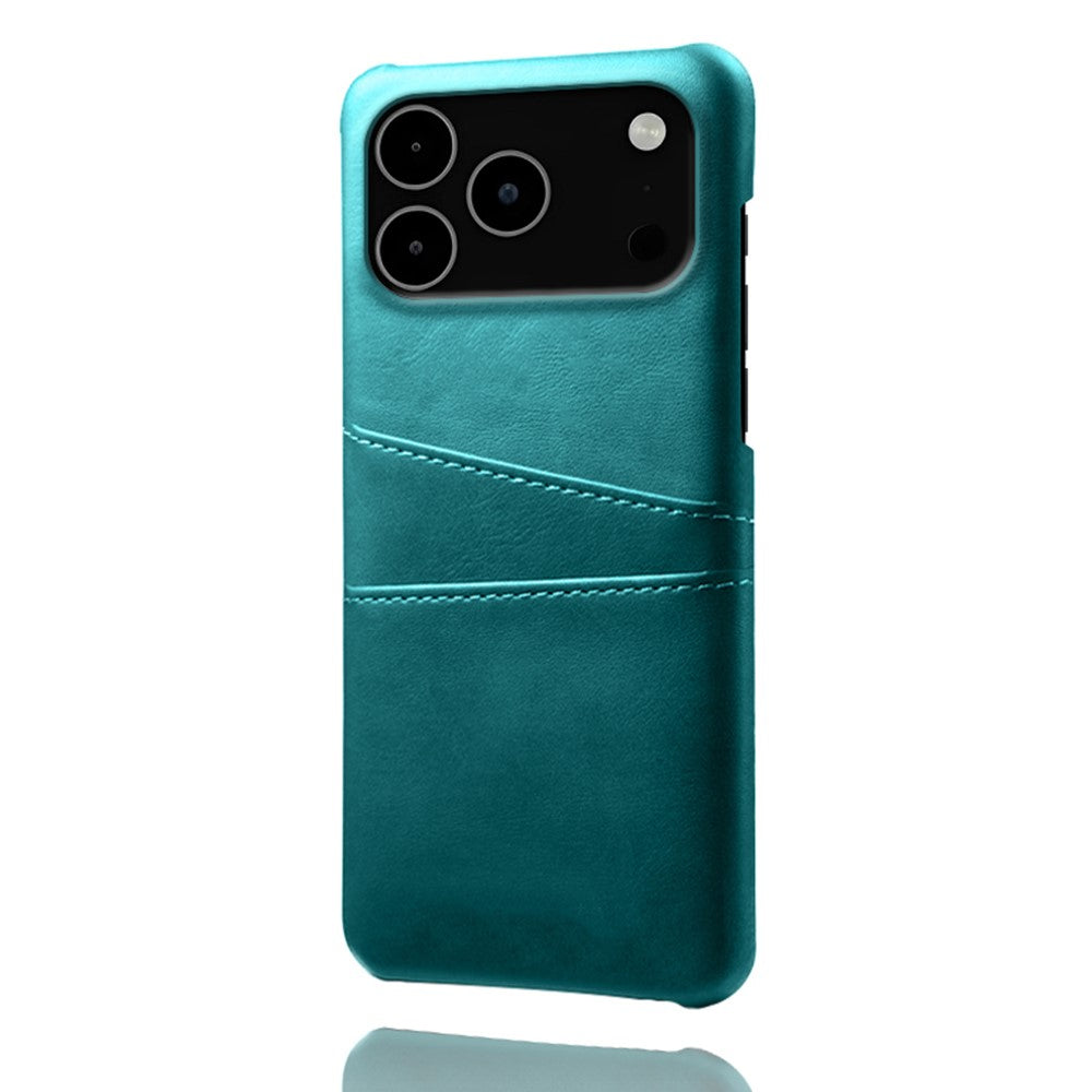 For iPhone 17 Pro Max Case Dual Card Slots PU Leather + Hard PC Phone Cover - Green