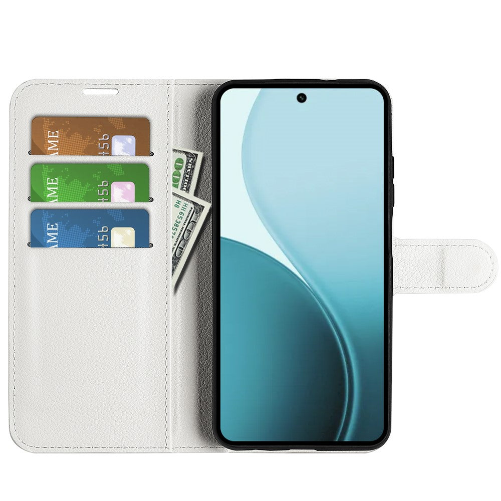 For Oppo Reno14 Pro 5G (China) / Oppo Reno14 Pro 5G (Global) Case Litchi Texture Shockproof Leather Wallet Phone Cover - White