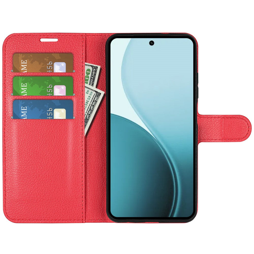 For Oppo Reno14 Pro 5G (China) / Oppo Reno14 Pro 5G (Global) Case Litchi Texture Shockproof Leather Wallet Phone Cover - Red