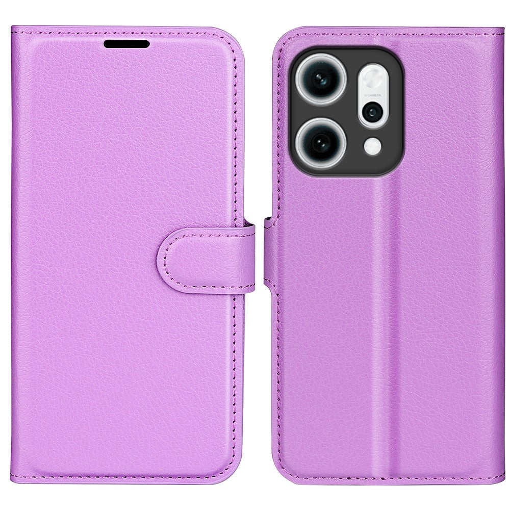 For Oppo Reno14 Pro 5G (China) / Oppo Reno14 Pro 5G (Global) Case Litchi Texture Shockproof Leather Wallet Phone Cover - Purple