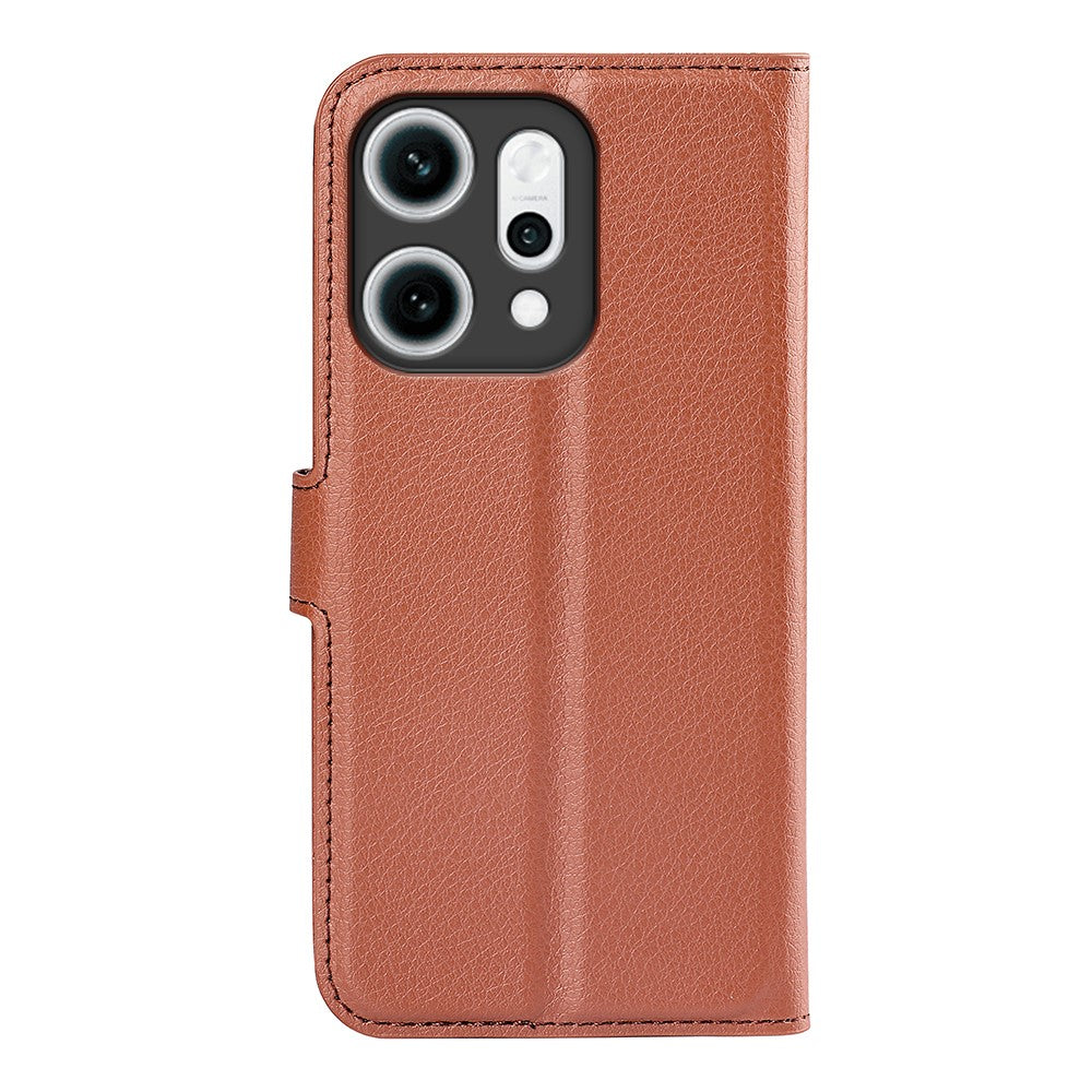 For Oppo Reno14 Pro 5G (China) / Oppo Reno14 Pro 5G (Global) Case Litchi Texture Shockproof Leather Wallet Phone Cover - Brown