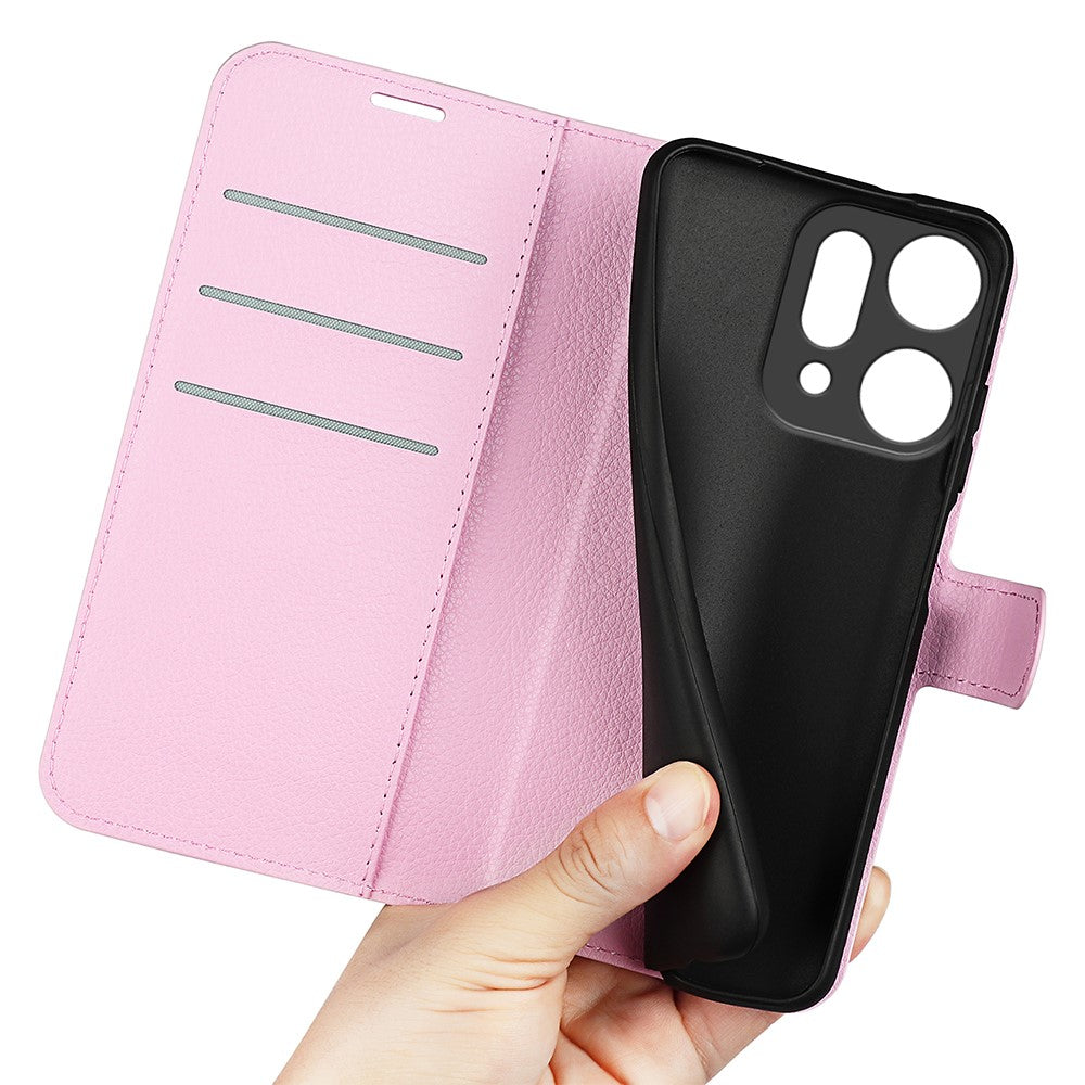 For Oppo Reno14 Pro 5G (China) / Oppo Reno14 Pro 5G (Global) Case Litchi Texture Shockproof Leather Wallet Phone Cover - Pink