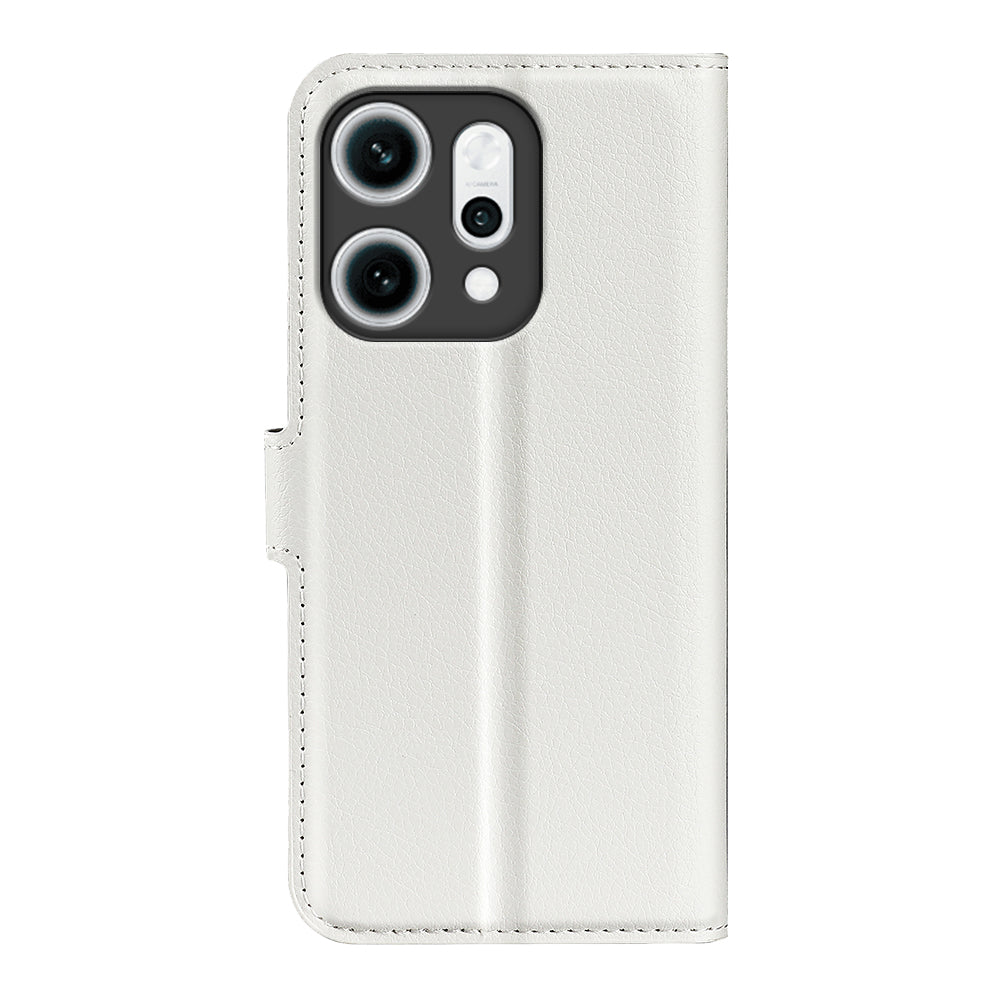 For Oppo Reno14 5G (China) / Oppo Reno14 5G (Global) Case Litchi Texture Shockproof Leather Wallet Phone Cover - White