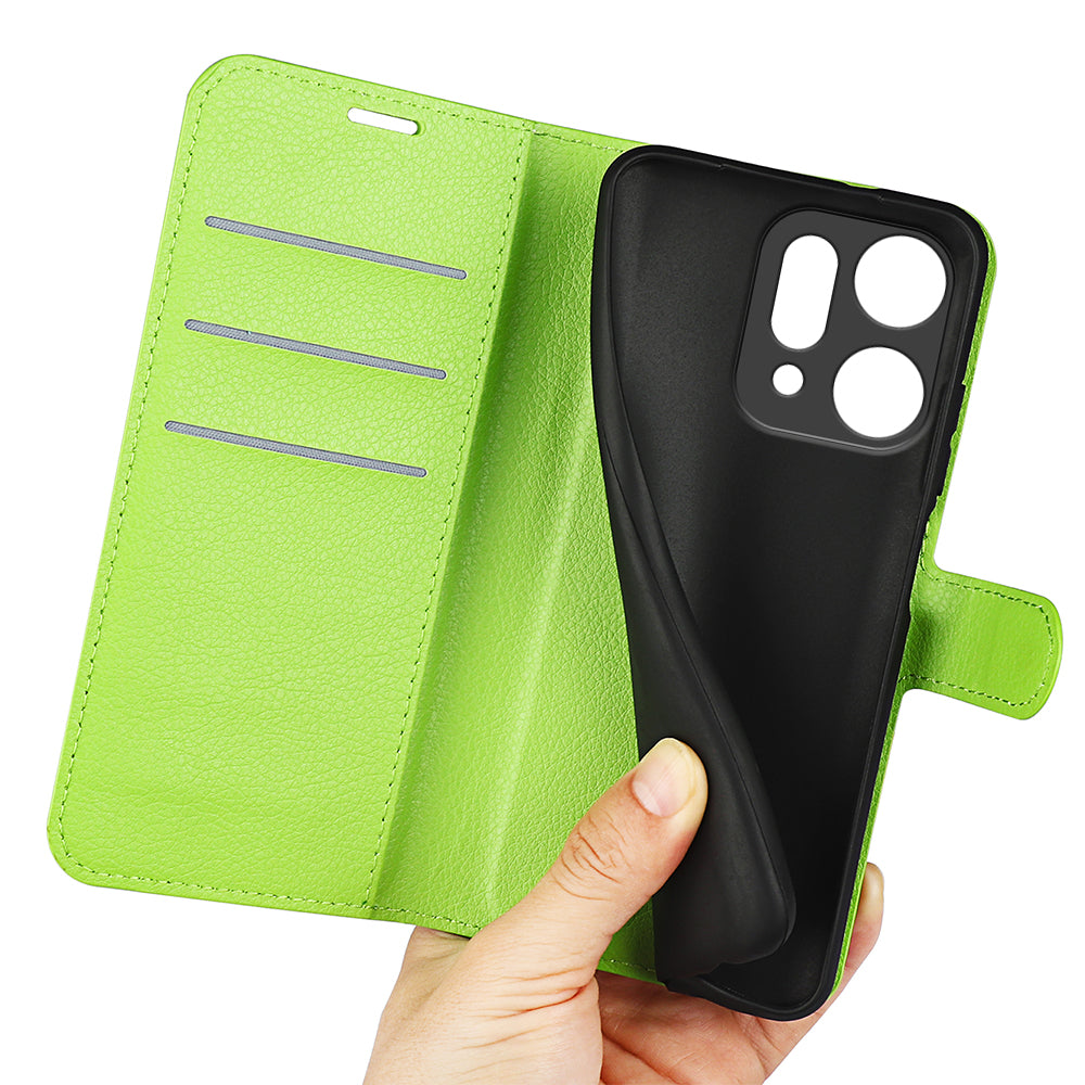 For Oppo Reno14 5G (China) / Oppo Reno14 5G (Global) Case Litchi Texture Shockproof Leather Wallet Phone Cover - Green