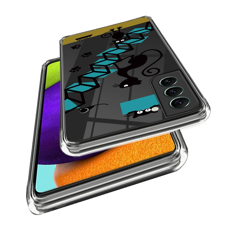 Flexible TPU Case for Samsung Galaxy S23, Stylish Pattern Printing IMD Phone Protective Back Cover - Cat and Mouse