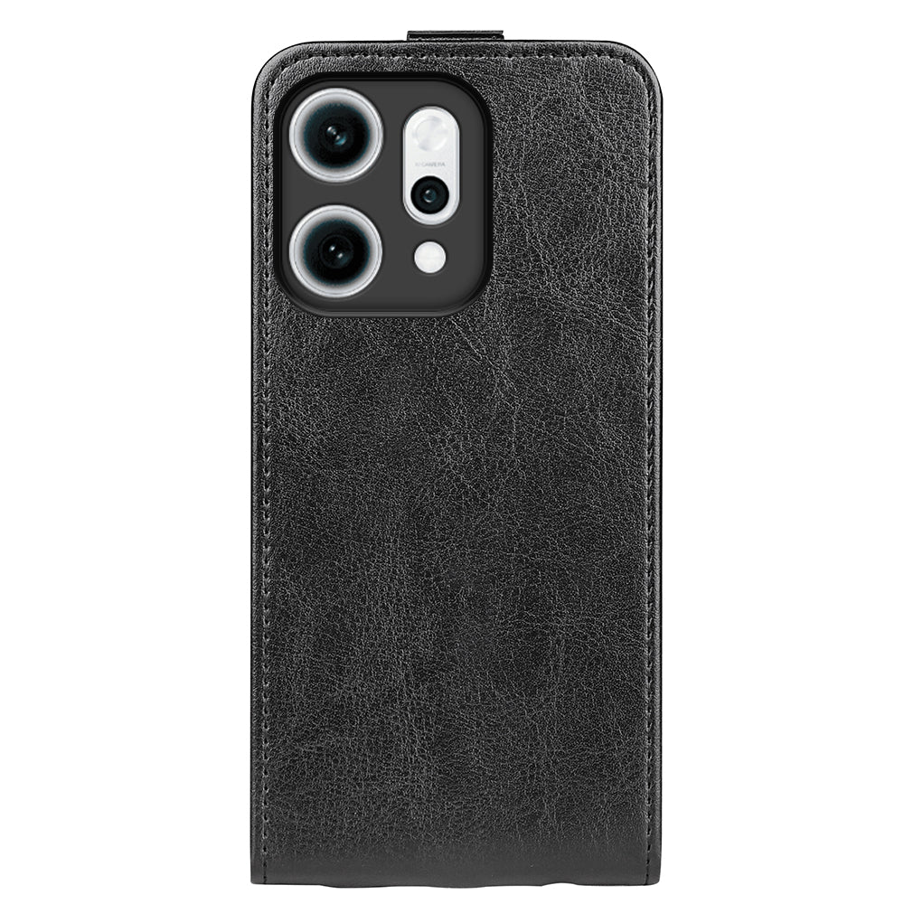 For Oppo Reno14 5G (Global) Case with Card Slots Vertical Flip Leather Phone Cover - Brown - Black