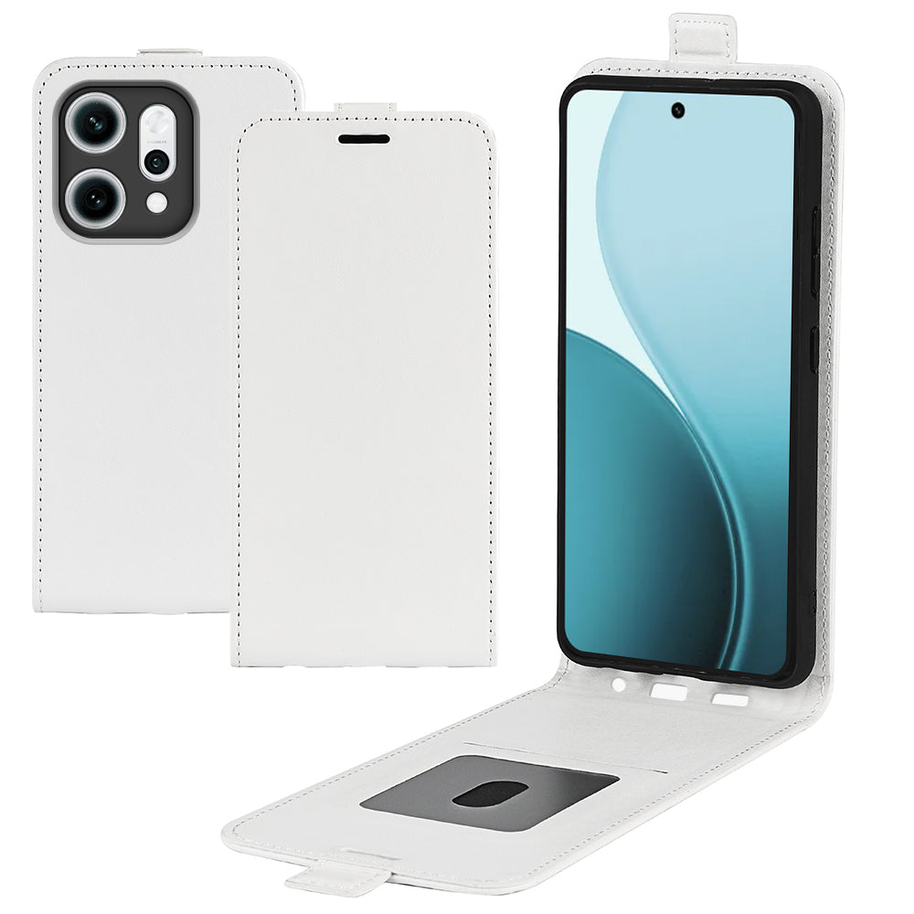 For Oppo Reno14 5G (Global) Case with Card Slots Vertical Flip Leather Phone Cover - Brown - White