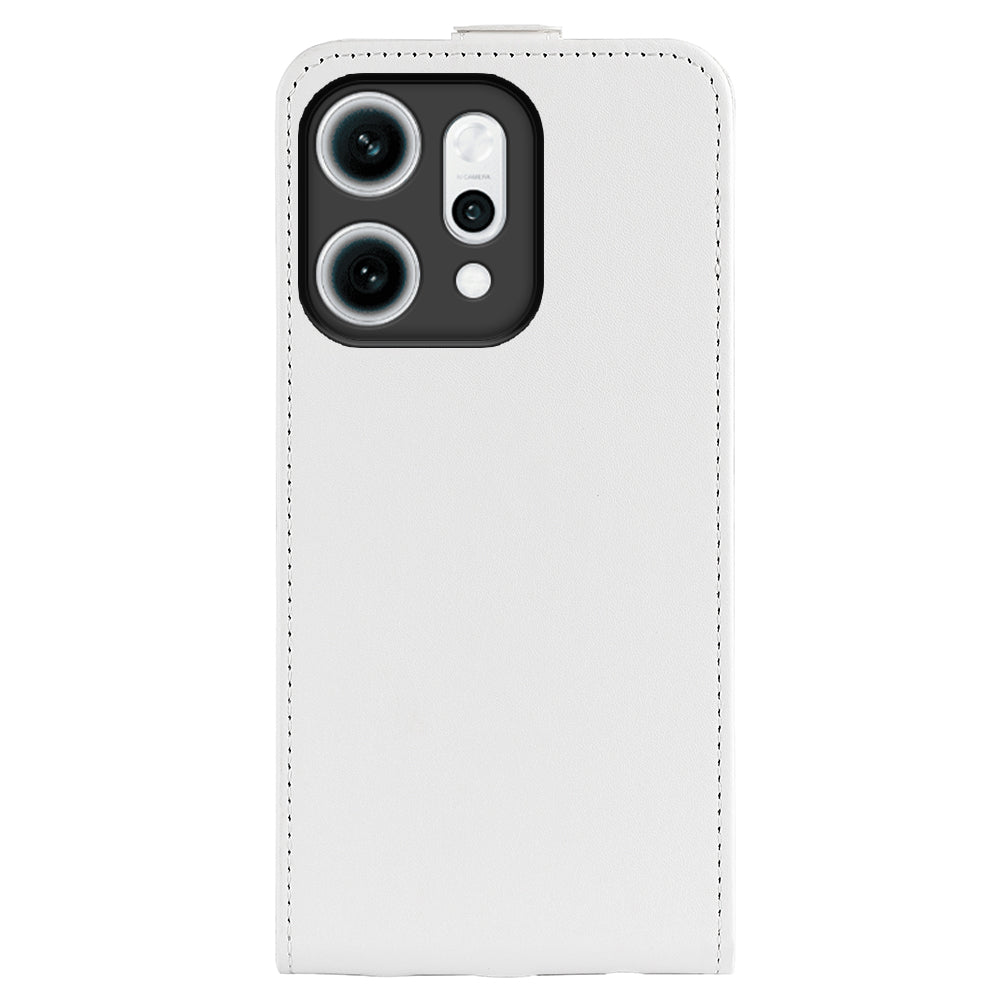 For Oppo Reno14 5G (Global) Case with Card Slots Vertical Flip Leather Phone Cover - Brown - White