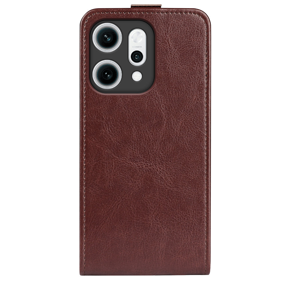 For Oppo Reno14 5G (Global) Case with Card Slots Vertical Flip Leather Phone Cover - Brown - Brown