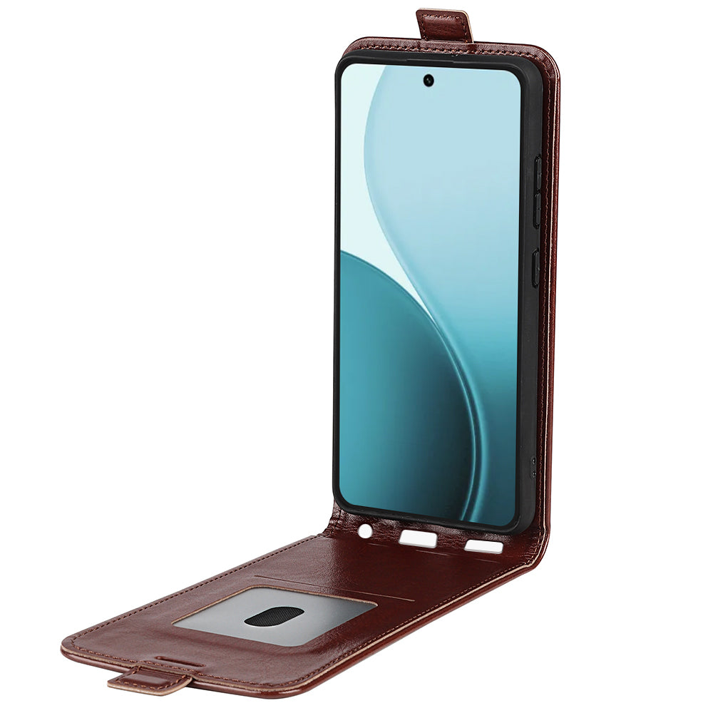 For Oppo Reno14 5G (Global) Case with Card Slots Vertical Flip Leather Phone Cover - Brown - Brown