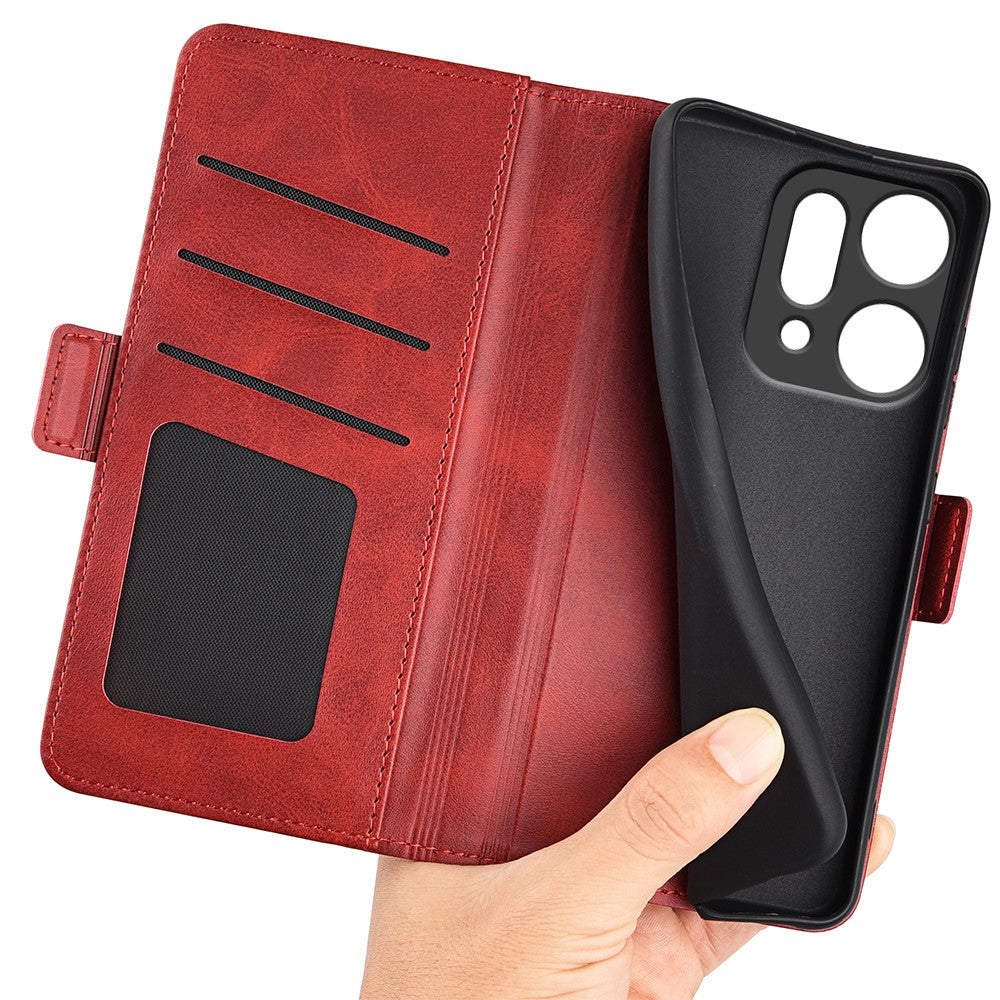 For Oppo Reno14 Pro 5G (Global) Case Calf Texture Leather Wallet Phone Cover - Red