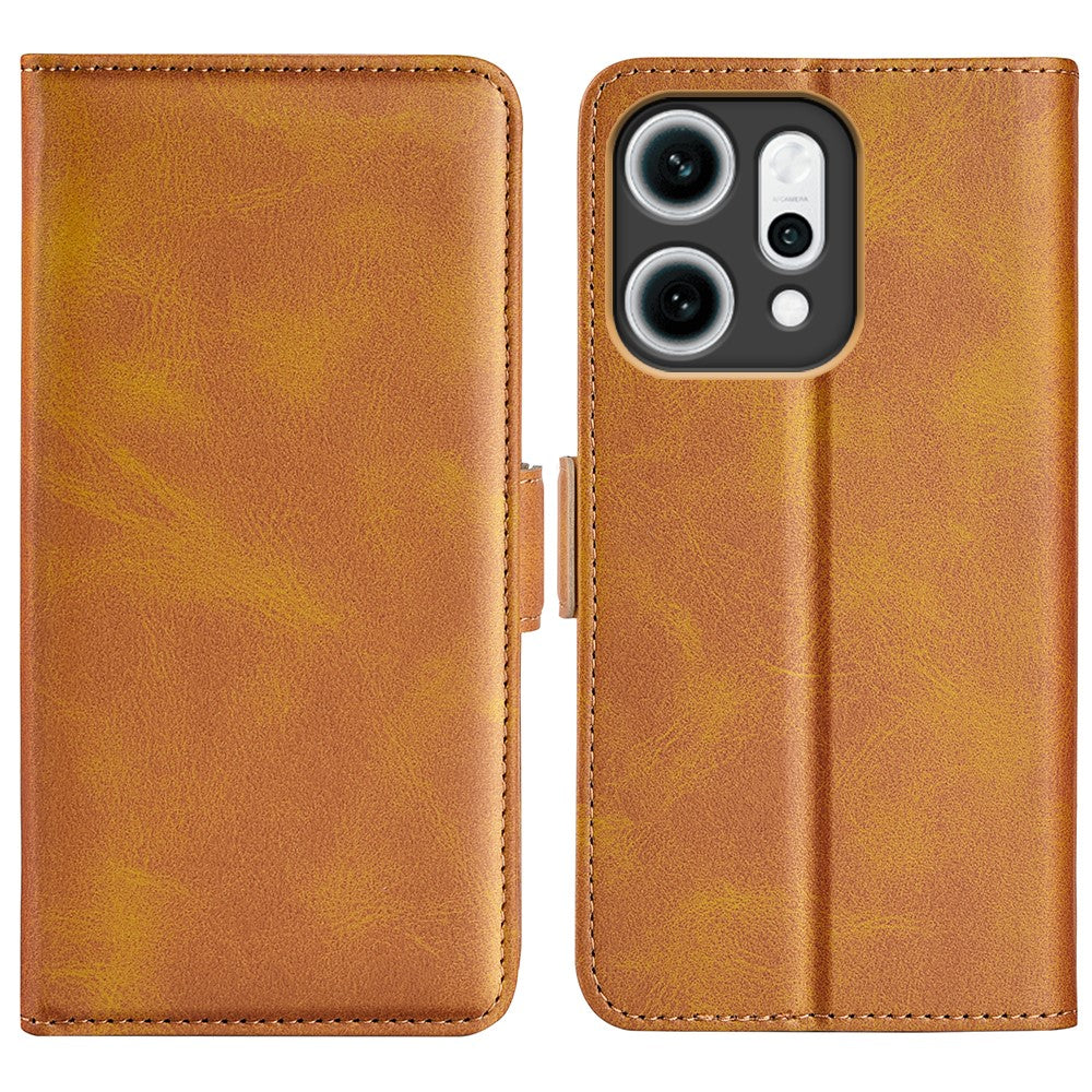 For Oppo Reno14 Pro 5G (Global) Case Calf Texture Leather Wallet Phone Cover - Yellow