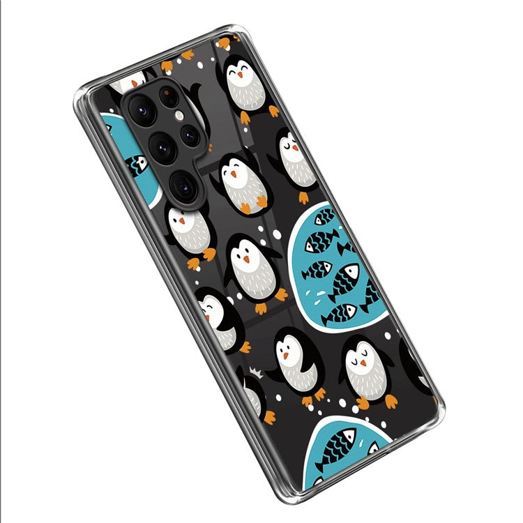 Pattern Printing TPU Case for Samsung Galaxy S23 Ultra, Stylish IMD Cellphone Protective Back Cover - Penguin