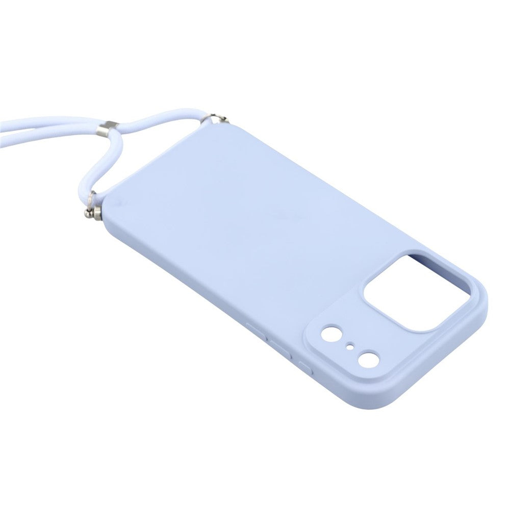 For iPhone 17 Pro Max Case Soft TPU Fiber Lining Phone Cover with Shoulder Strap - Light Purple