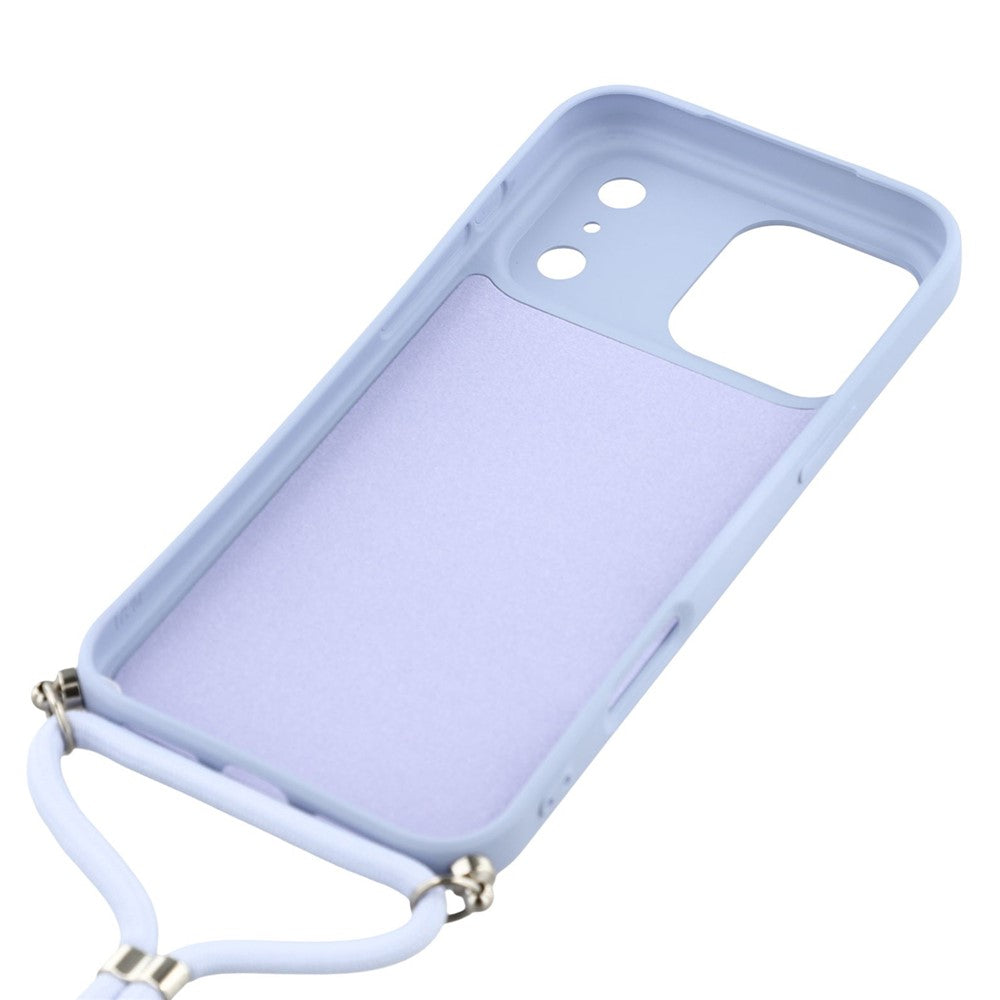For iPhone 17 Pro Max Case Soft TPU Fiber Lining Phone Cover with Shoulder Strap - Light Purple