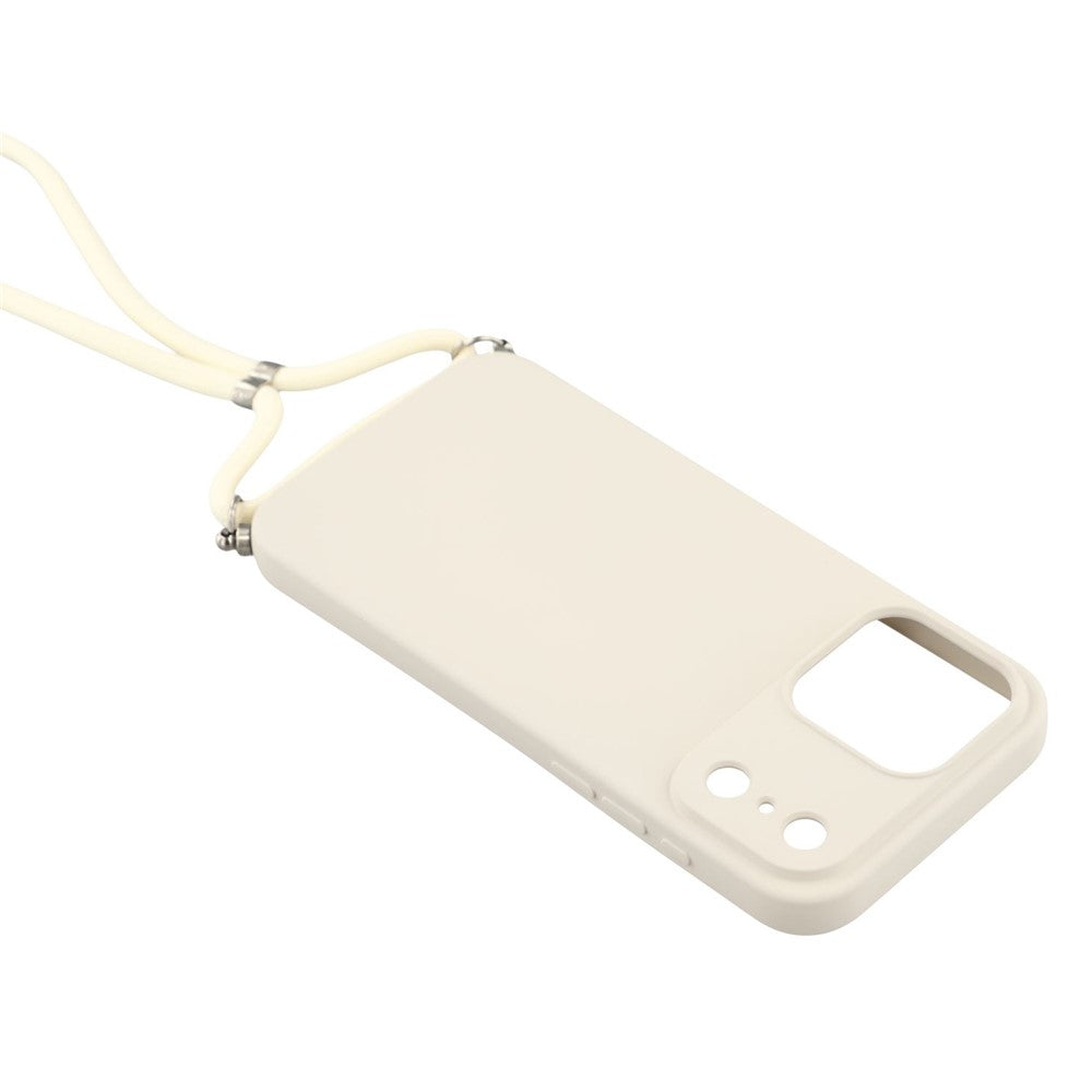For iPhone 17 Pro Max Case Soft TPU Fiber Lining Phone Cover with Shoulder Strap - White