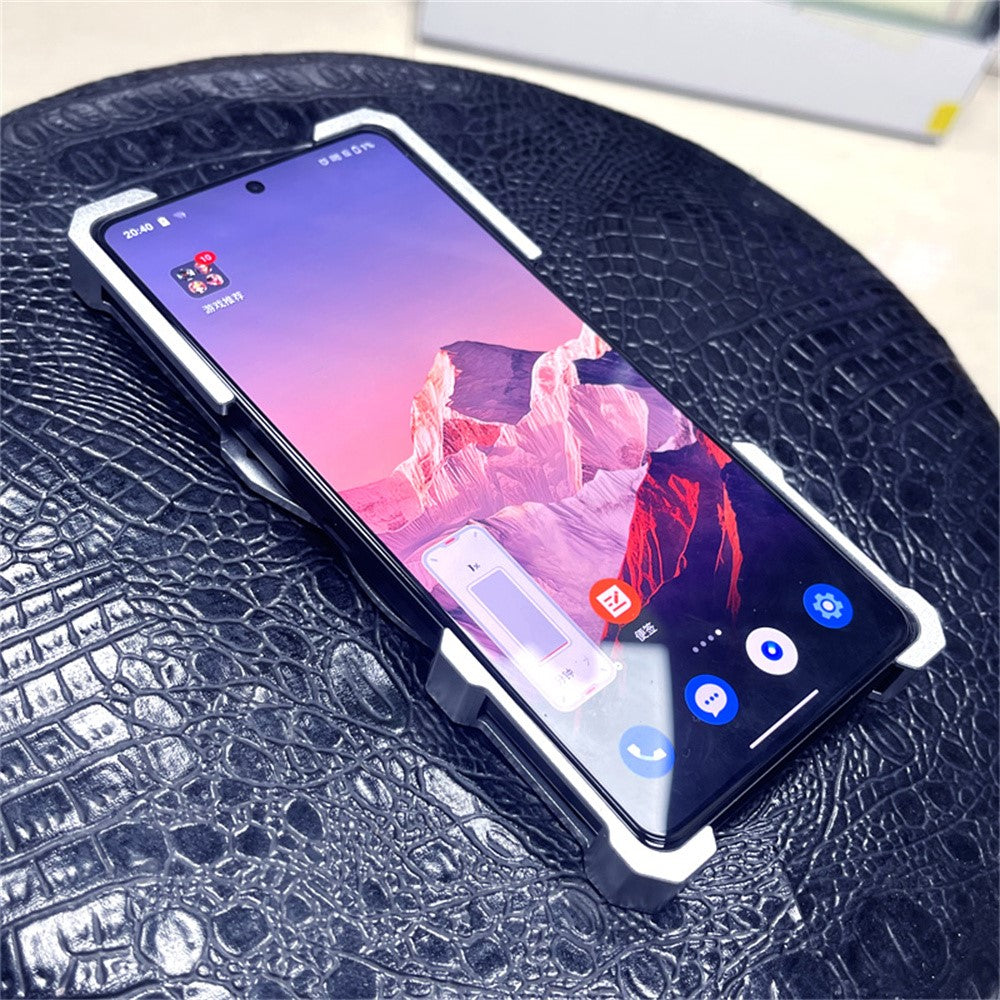 For Oppo Reno14 Pro 5G (Global) Bumper Case Kickstand Aluminum Alloy Magnetic Phone Cover with Wrist Strap - Silver