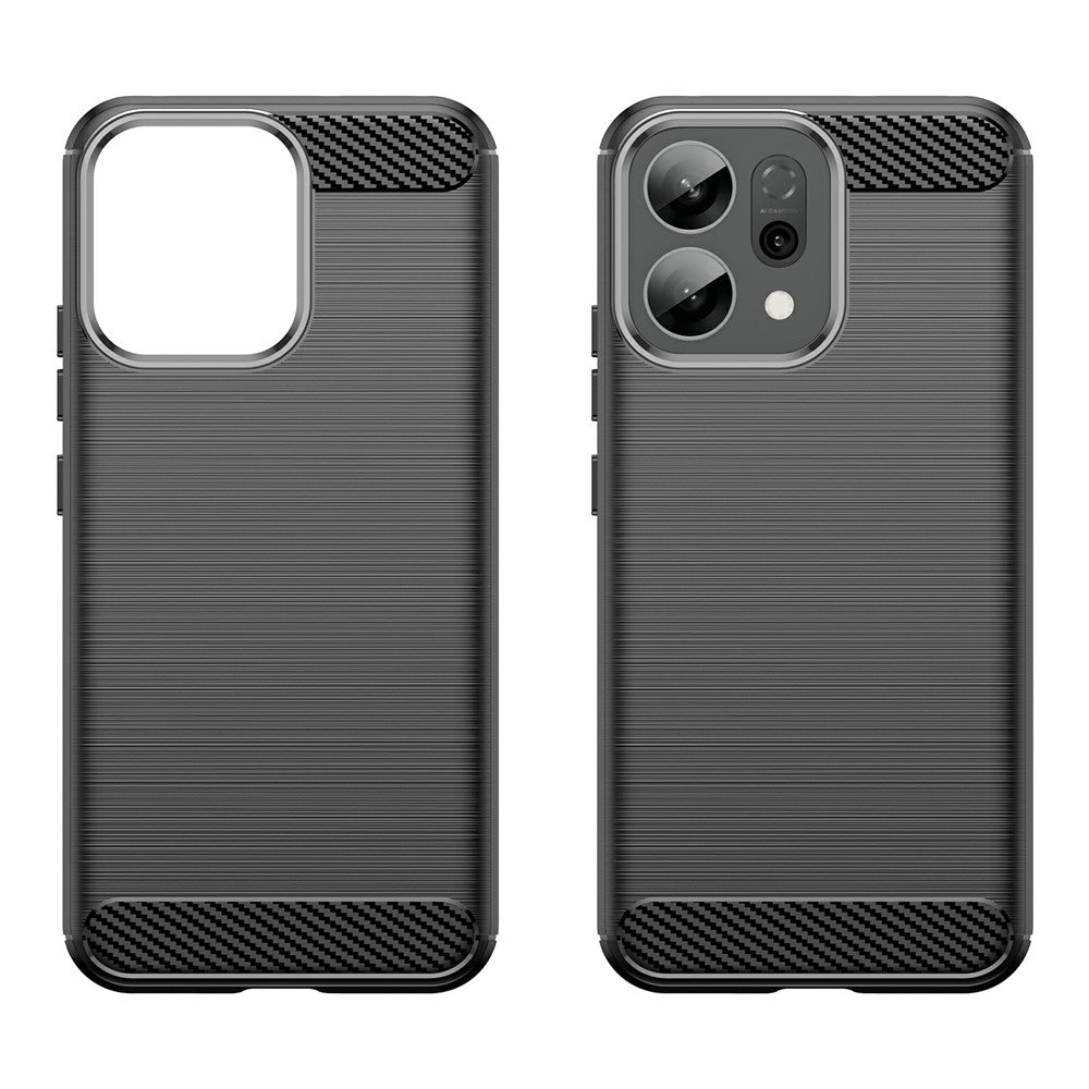 For Oppo Reno14 5G (Global) / Reno14 F 5G Case Protective Phone Cover Carbon Fiber Texture Brushed - Black