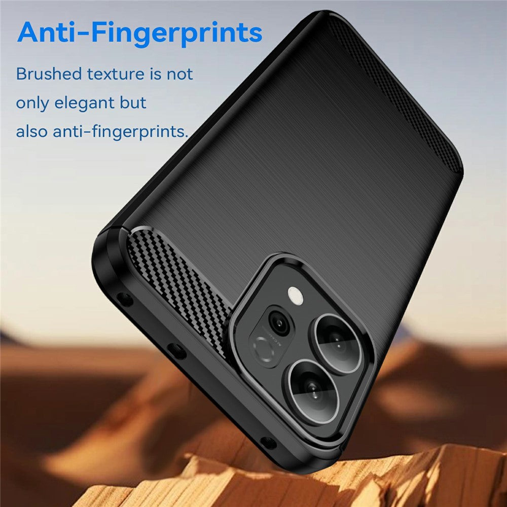 For Oppo Reno14 5G (Global) / Reno14 F 5G Case Protective Phone Cover Carbon Fiber Texture Brushed - Black