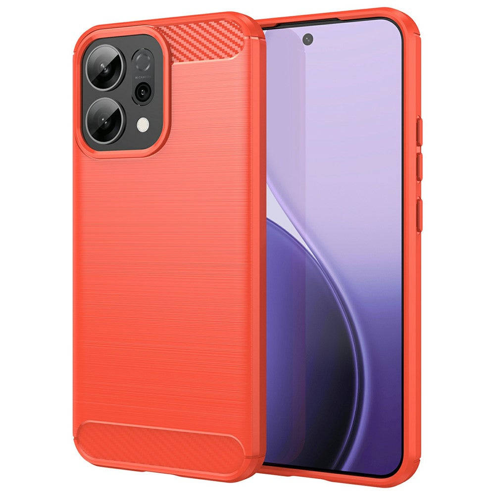 For Oppo Reno14 5G (Global) / Reno14 F 5G Case Protective Phone Cover Carbon Fiber Texture Brushed - Red