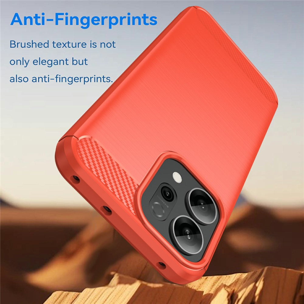 For Oppo Reno14 5G (Global) / Reno14 F 5G Case Protective Phone Cover Carbon Fiber Texture Brushed - Red