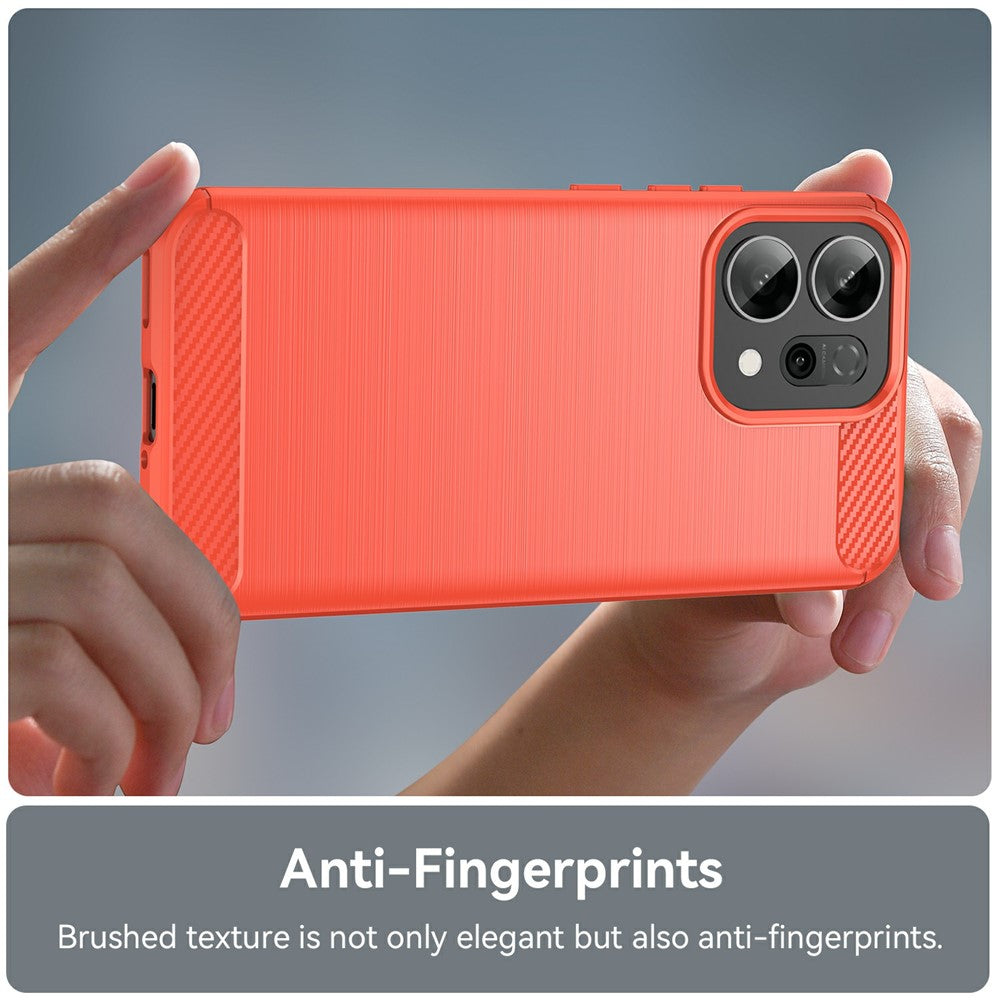 For Oppo Reno14 5G (Global) / Reno14 F 5G Case Protective Phone Cover Carbon Fiber Texture Brushed - Red