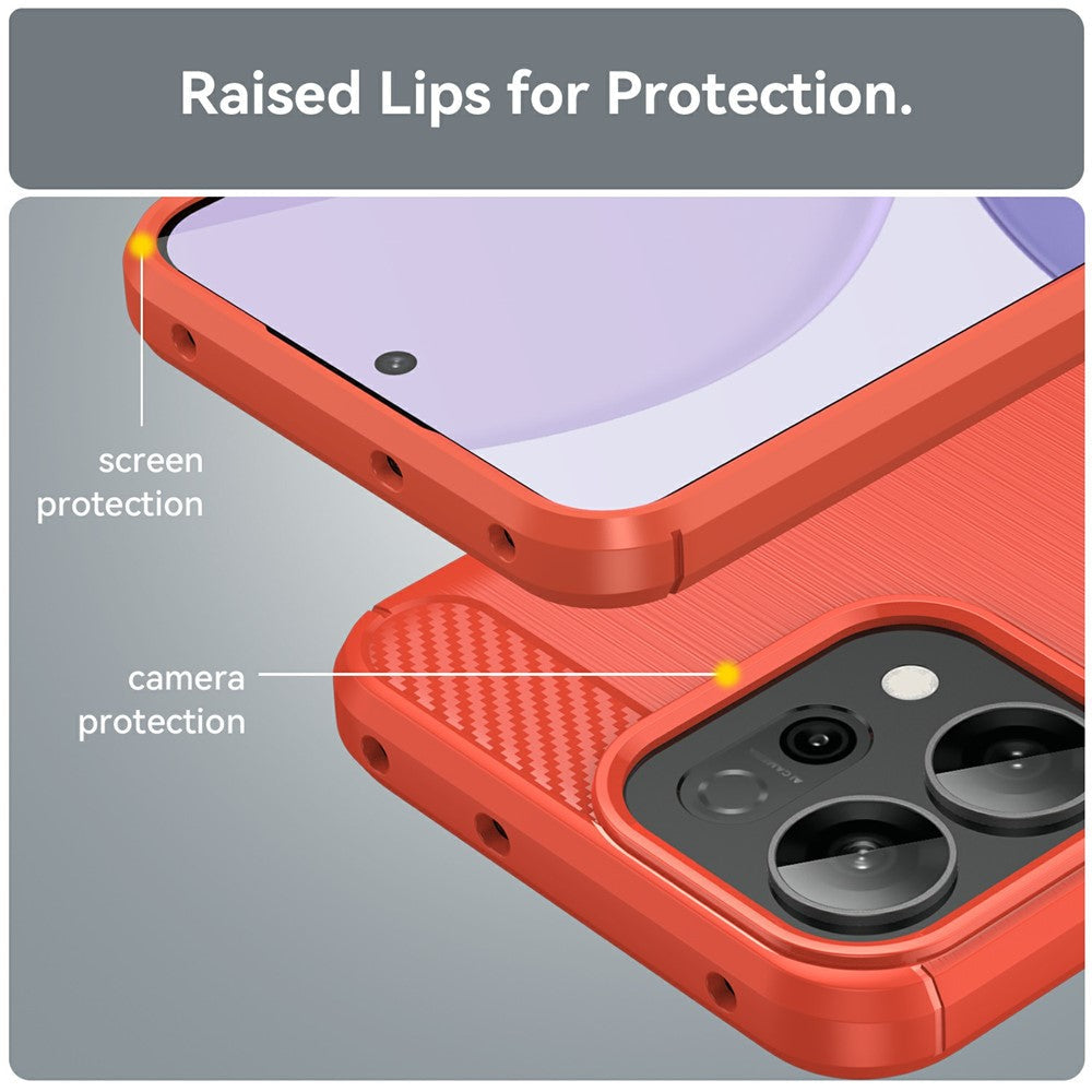 For Oppo Reno14 5G (Global) / Reno14 F 5G Case Protective Phone Cover Carbon Fiber Texture Brushed - Red