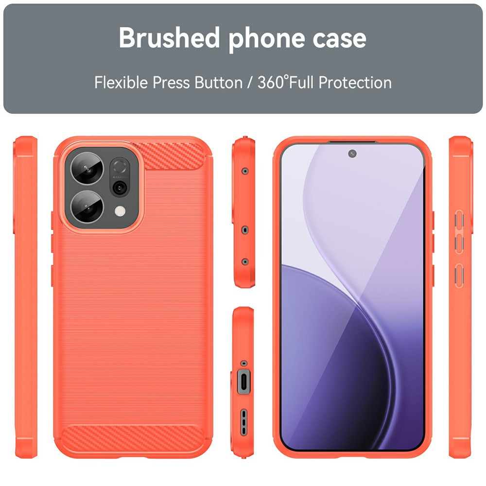 For Oppo Reno14 5G (Global) / Reno14 F 5G Case Protective Phone Cover Carbon Fiber Texture Brushed - Red