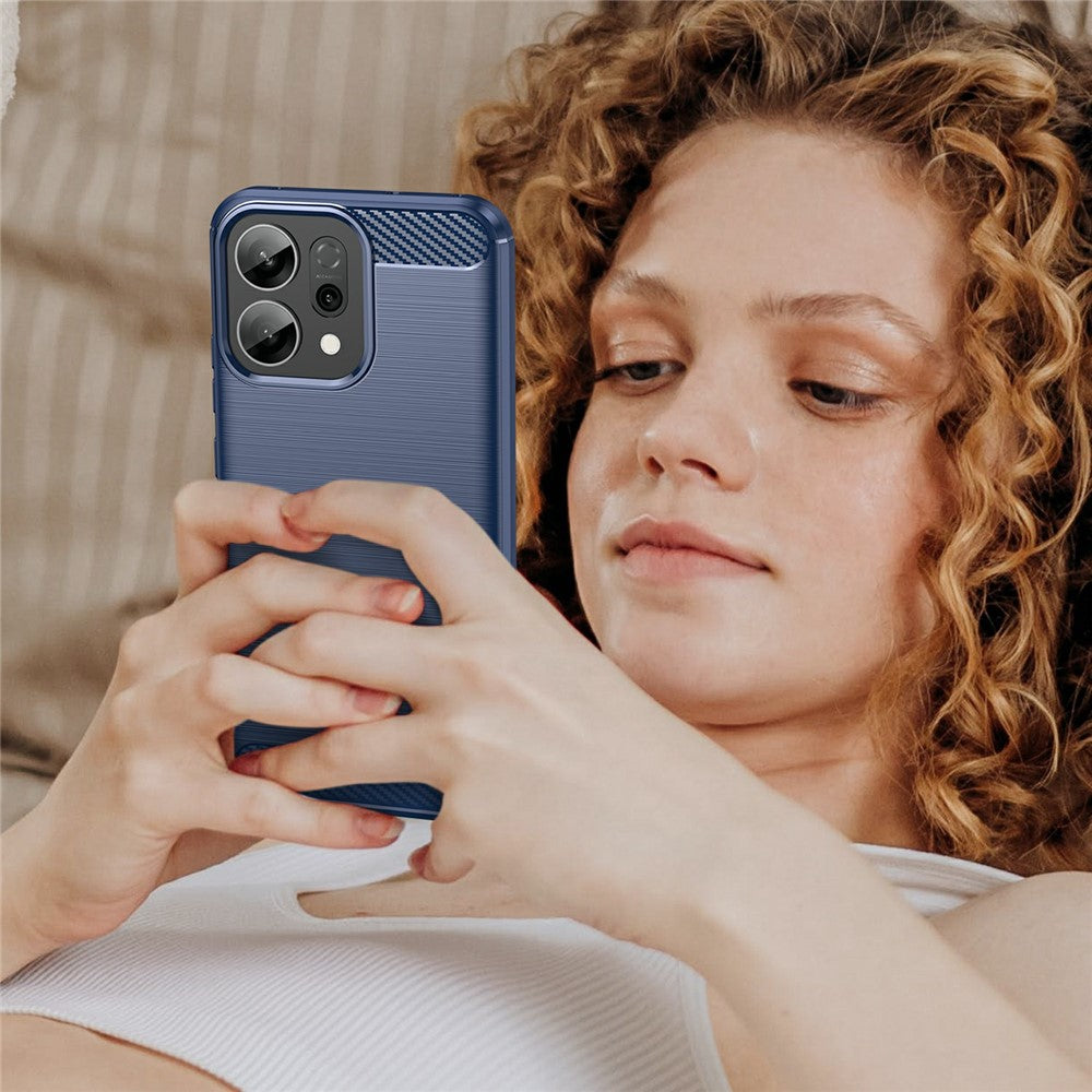 For Oppo Reno14 5G (Global) / Reno14 F 5G Case Protective Phone Cover Carbon Fiber Texture Brushed - Blue