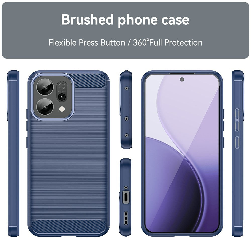 For Oppo Reno14 5G (Global) / Reno14 F 5G Case Protective Phone Cover Carbon Fiber Texture Brushed - Blue